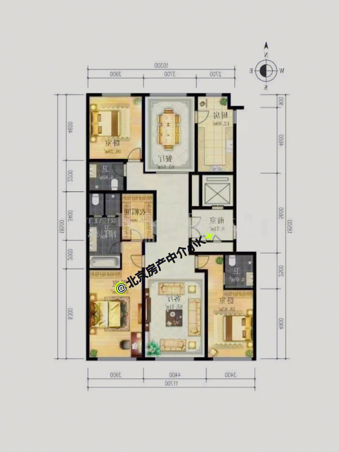 地址:【使馆壹号院】户型: 南北三居面积:237