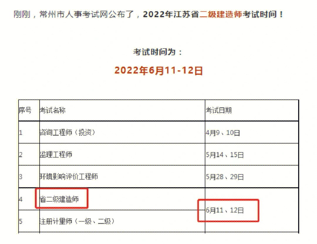 2022年二建考试时间延后半个月啦