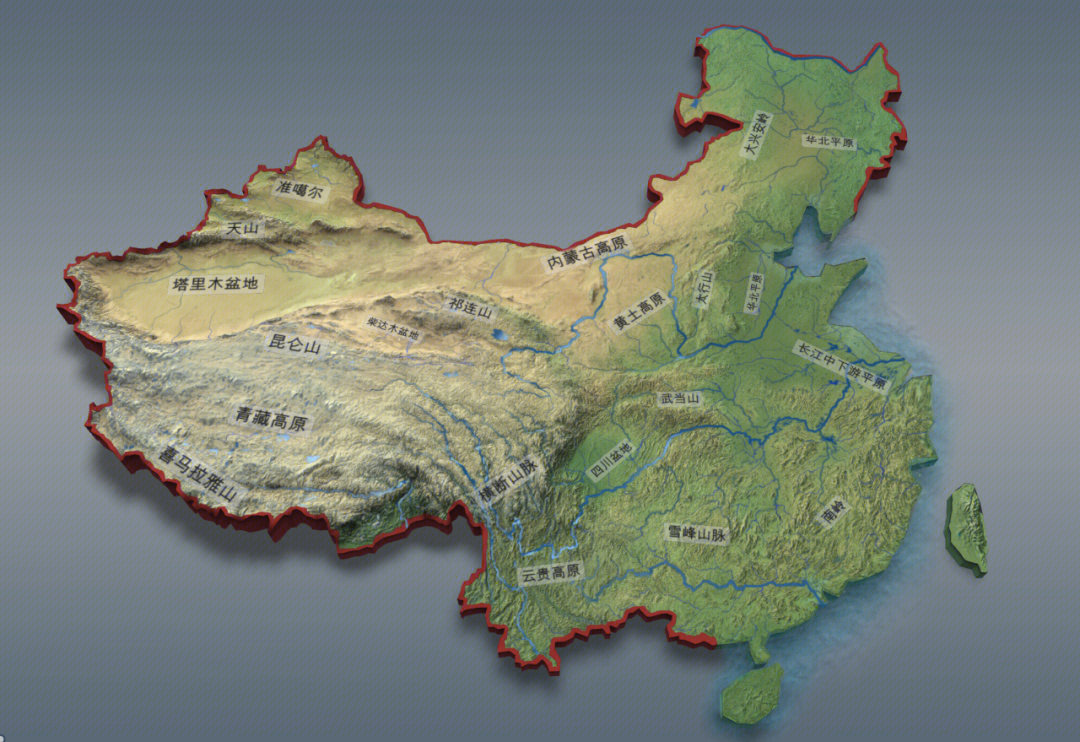 中国地形图3d高清放大图片