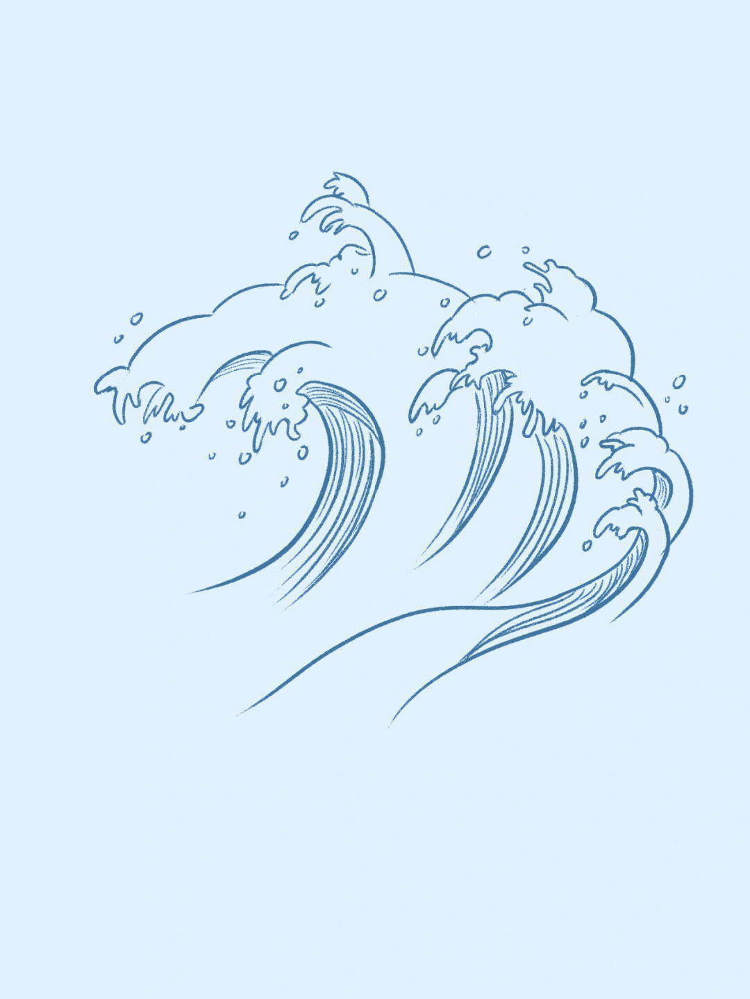 海浪怎么画简单手绘图片