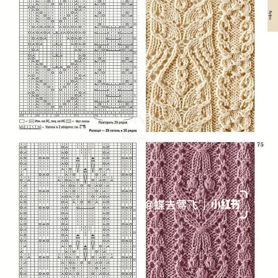图解棒针编织一组毛衣针织物花纹图案5