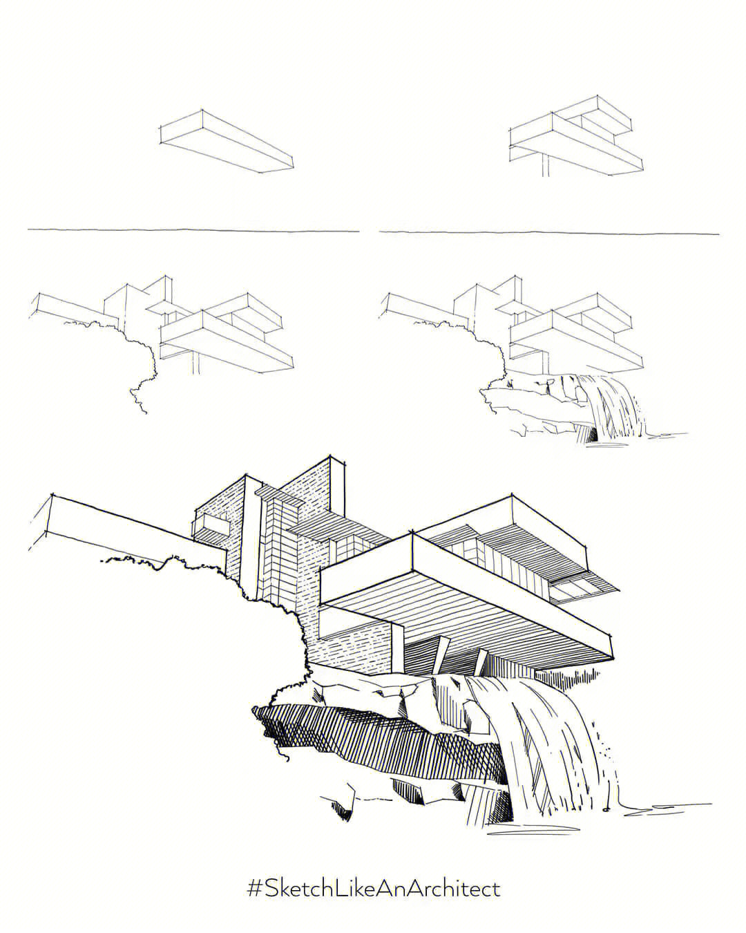 流线型建筑手绘图片