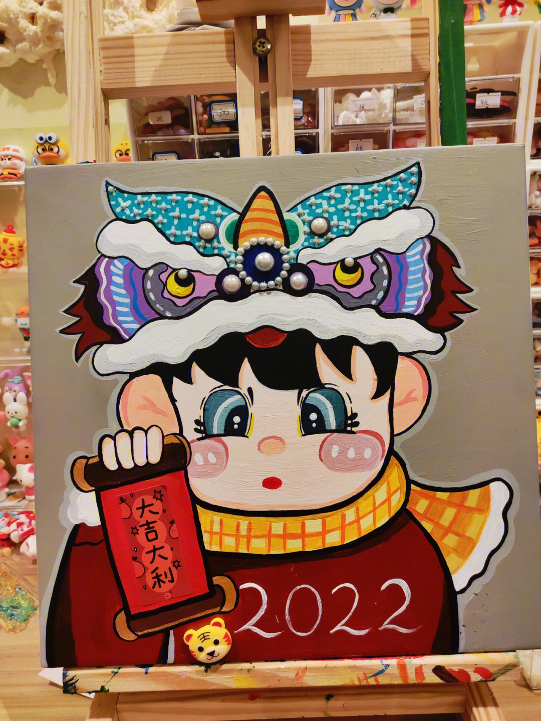 2022新年丙烯画图片