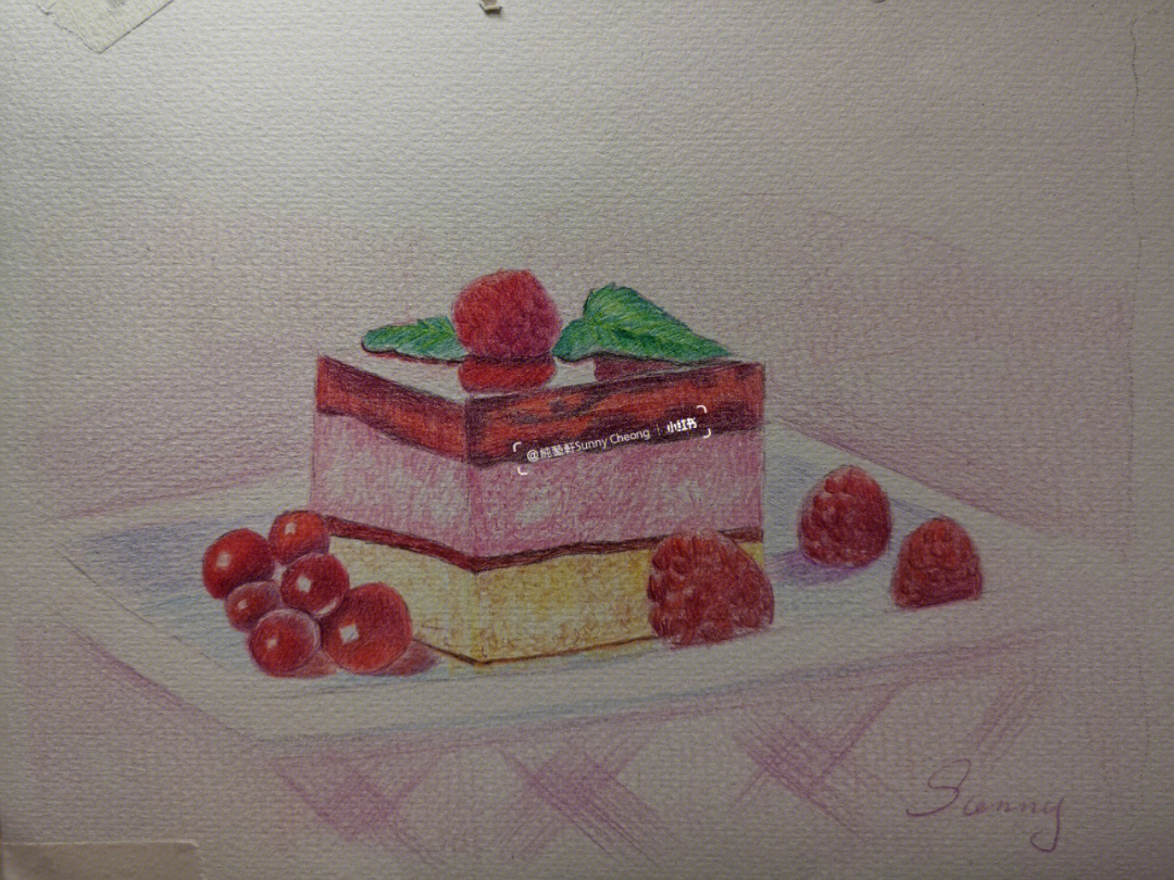彩铅草莓蛋糕线上教学