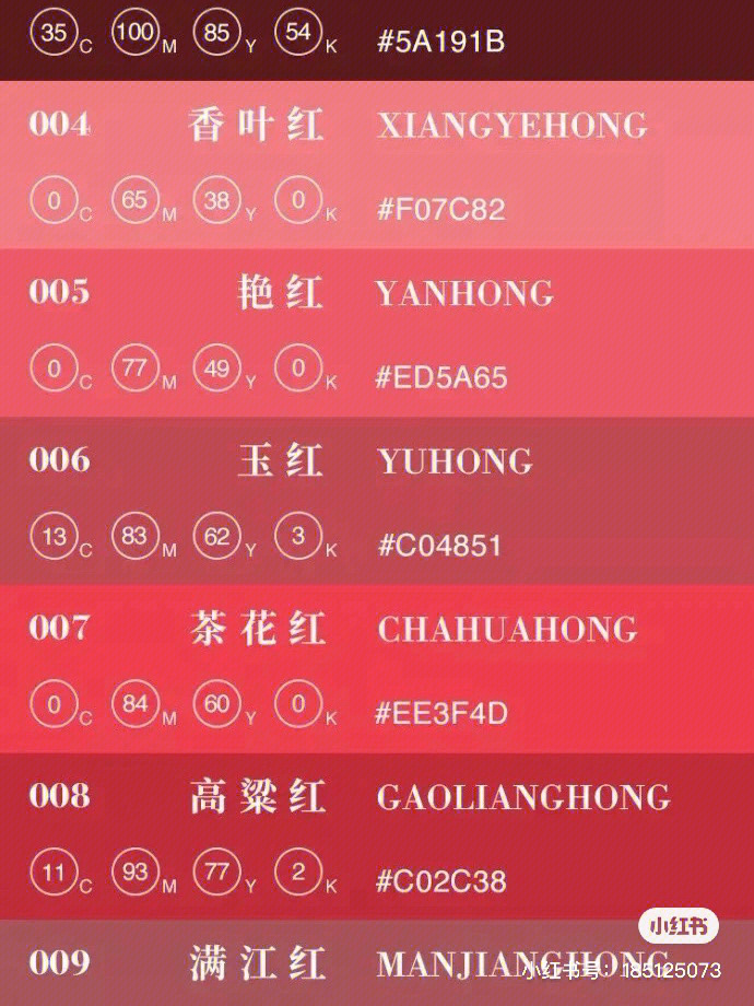 96中国传统配色卡名称及cmyk/rgb值图鉴