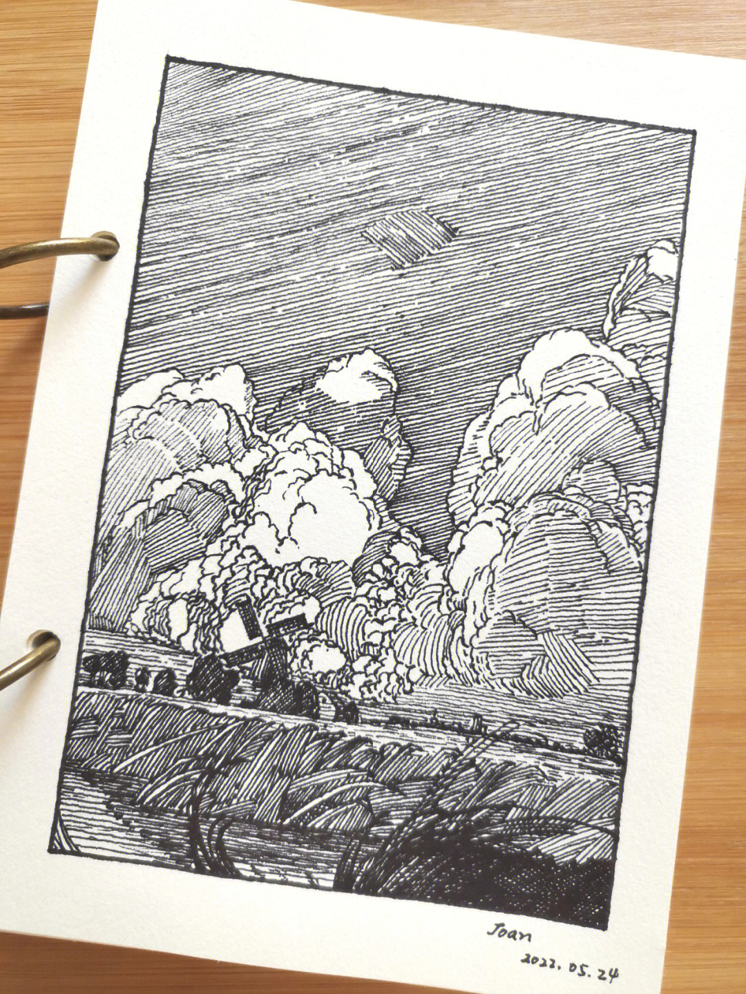 临摹富兰克林 布斯的钢笔画,又是翻车的一张,黑白灰关系拉的不够,天空