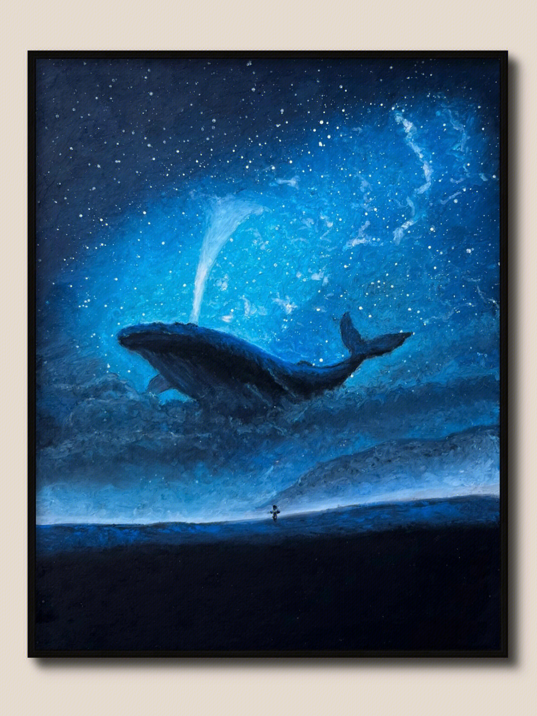 油画棒画梦幻鲸鱼图片