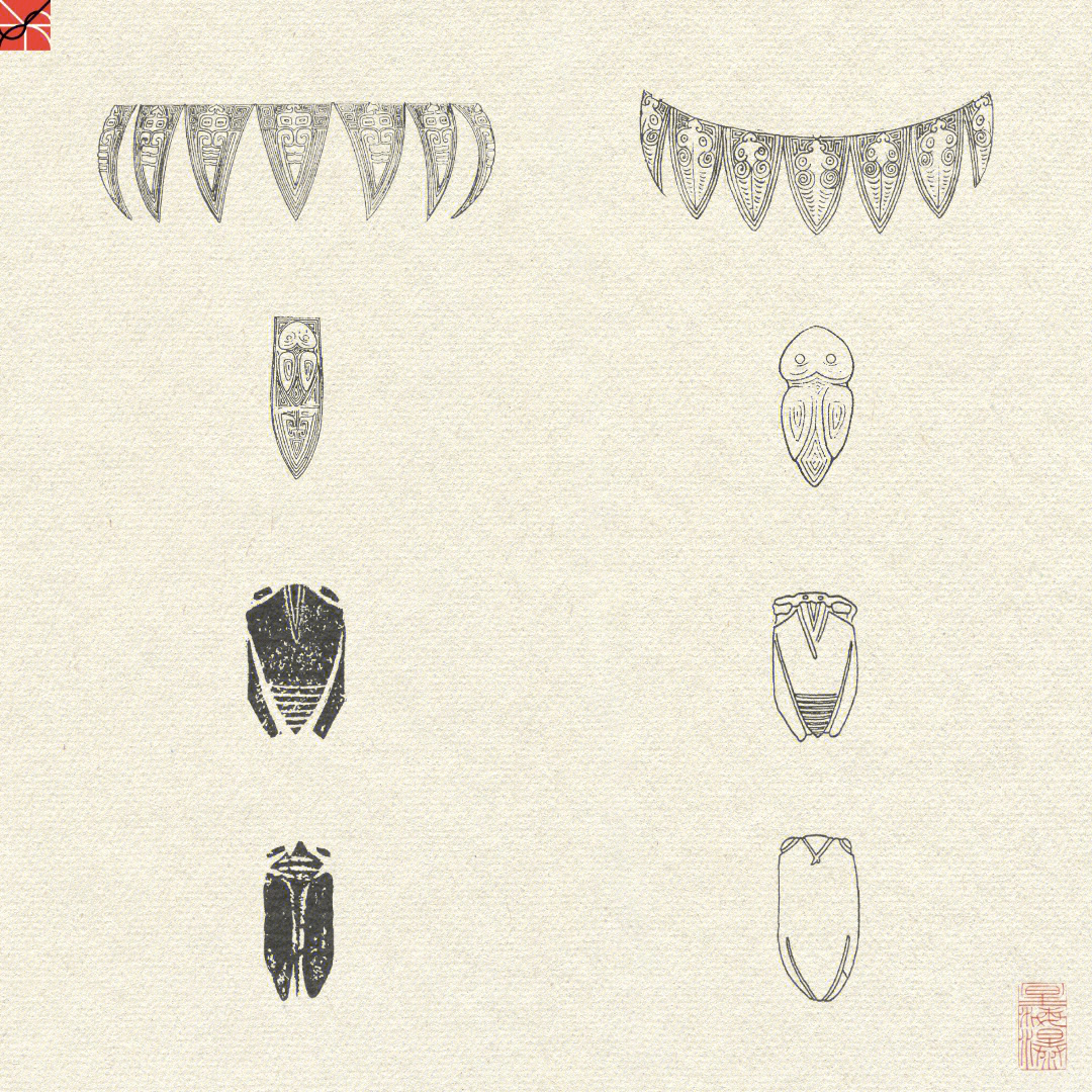 中国传统纹样蝉精选适用设计纹饰