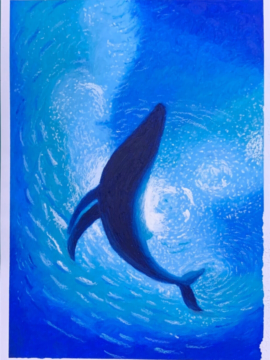 油画棒画梦幻鲸鱼图片