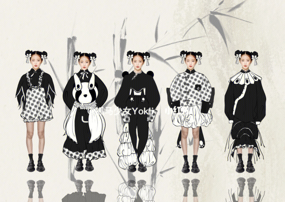 熊猫主题童装服装效果图款式图灵感版分享