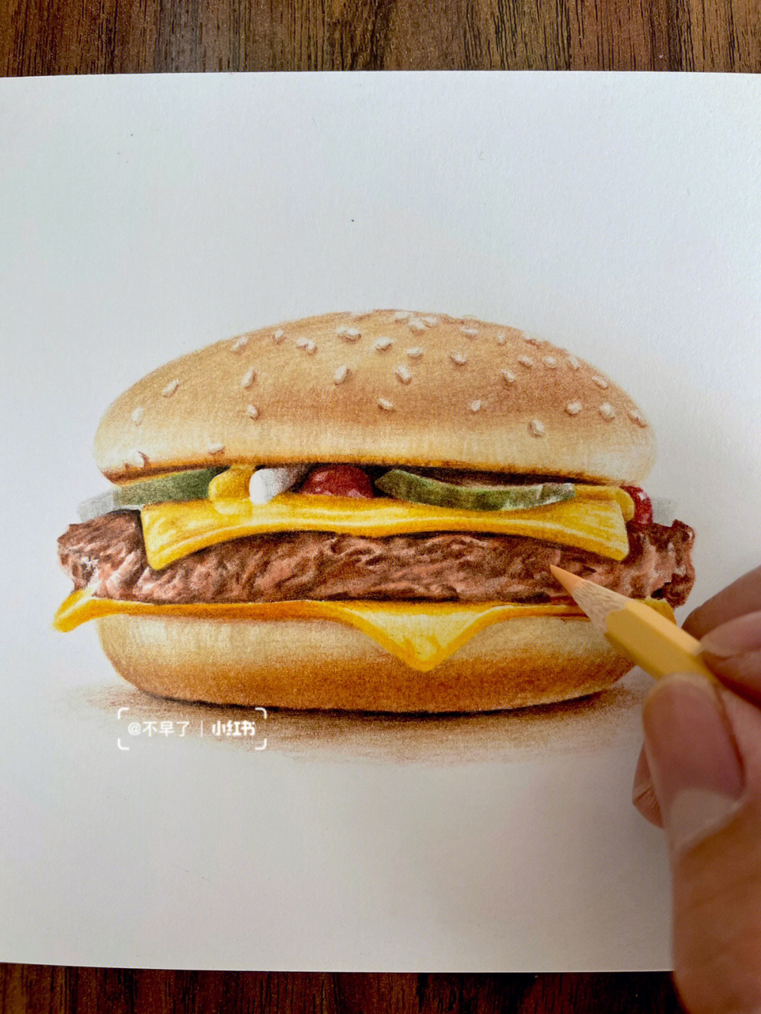 汉堡包怎么画彩铅图片
