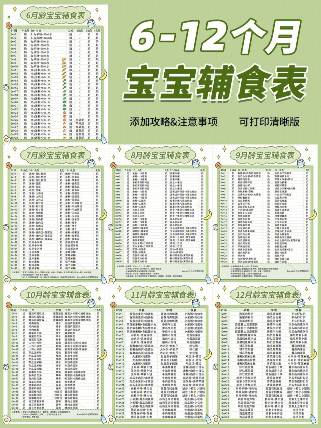 612个月宝宝辅食表73巨详细建议打印