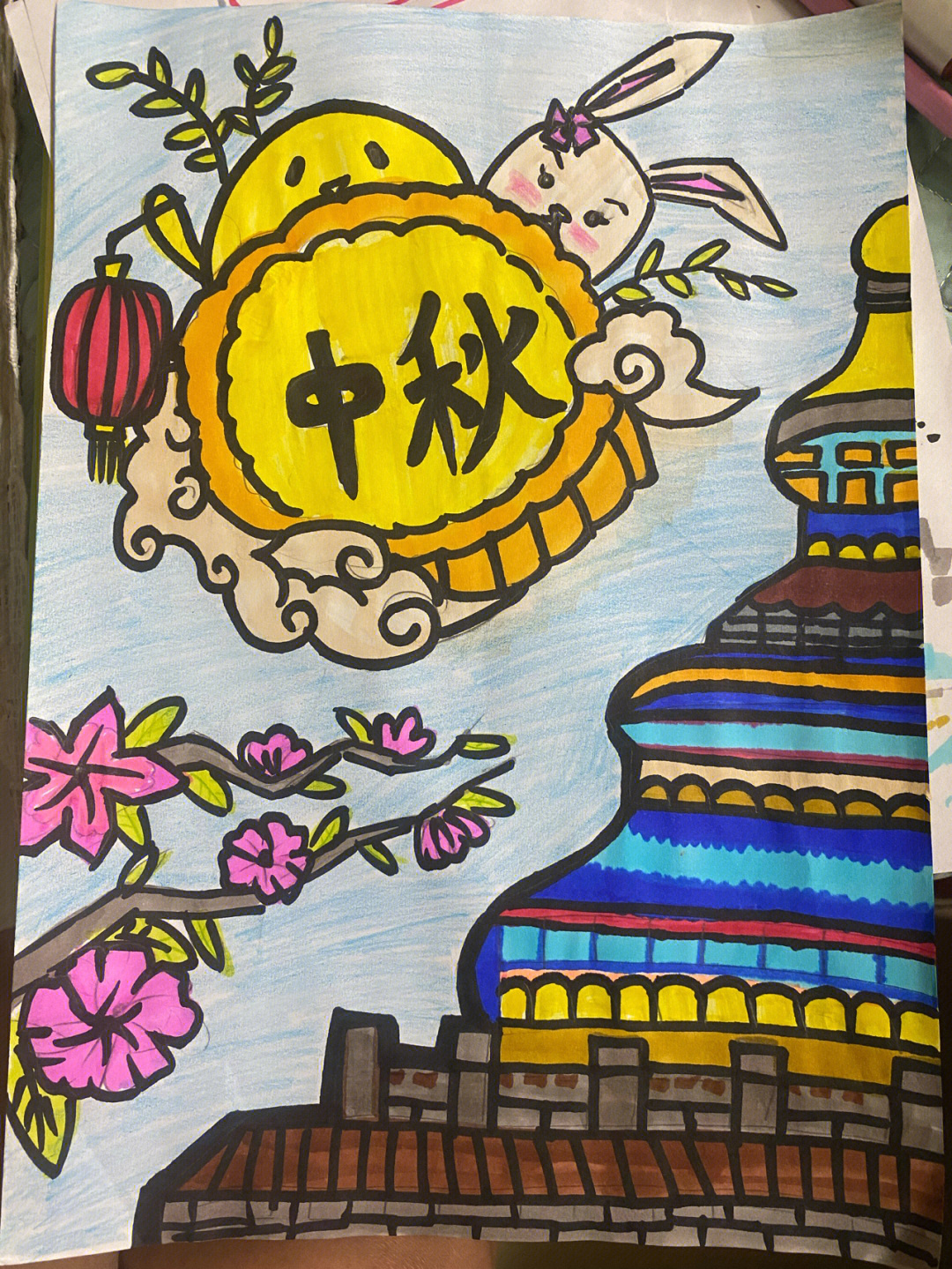中秋节四年级画画图片