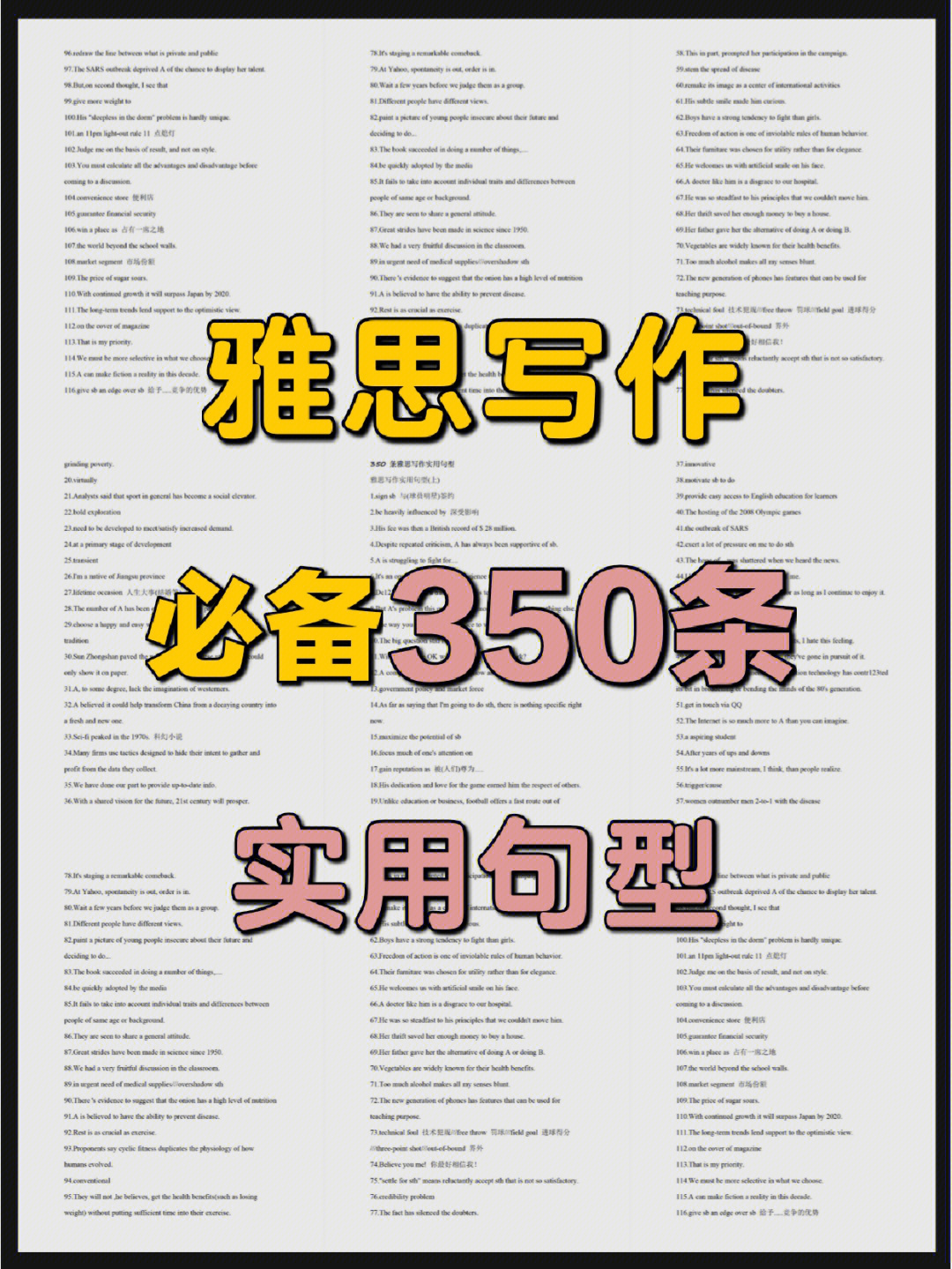 350条雅思写作实用句型60真正的yyds