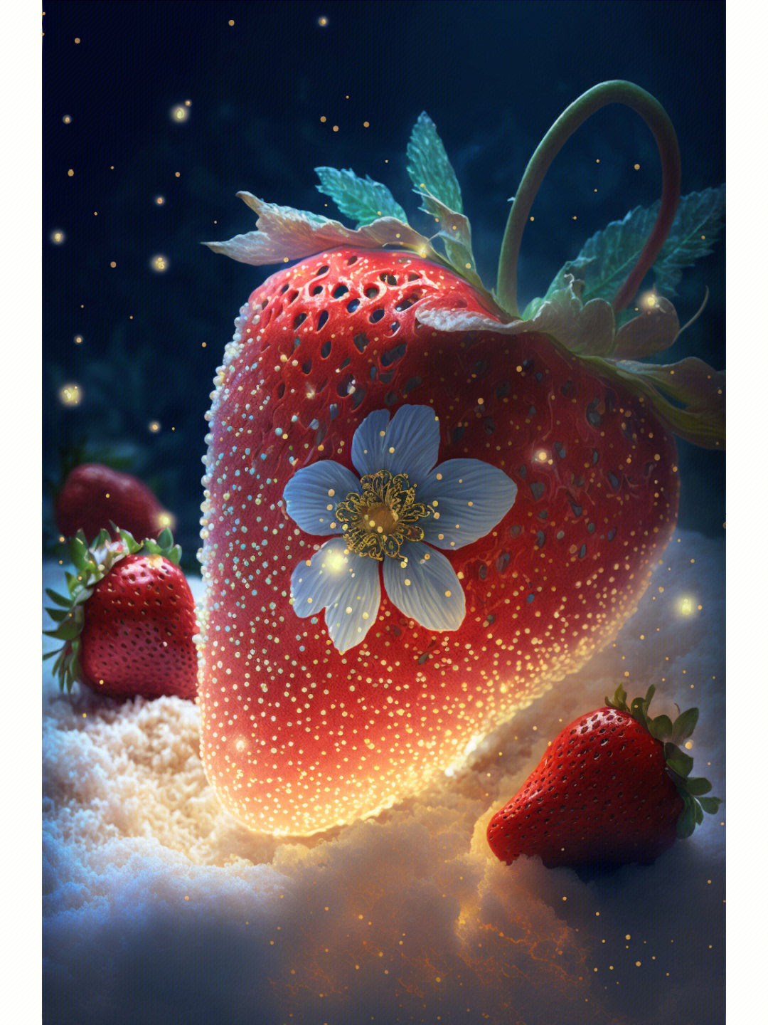 草莓壁纸 三格图片