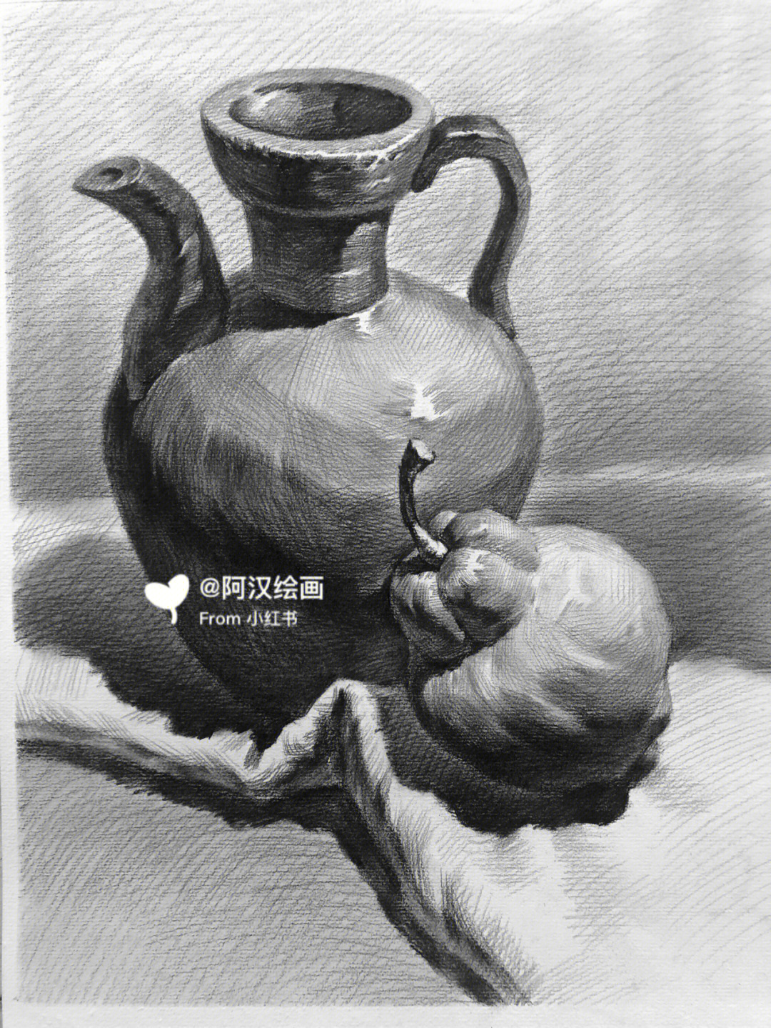 简单两个静物素描图片