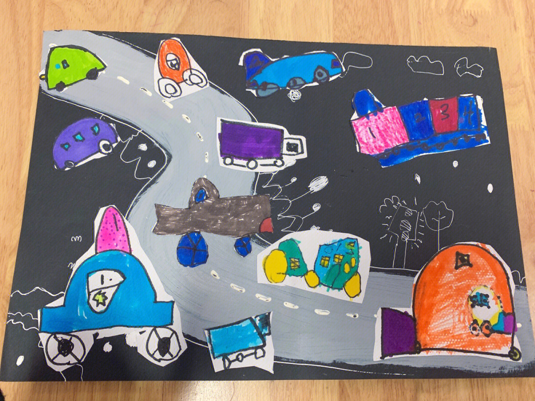 幼儿园画汽车发展史图片
