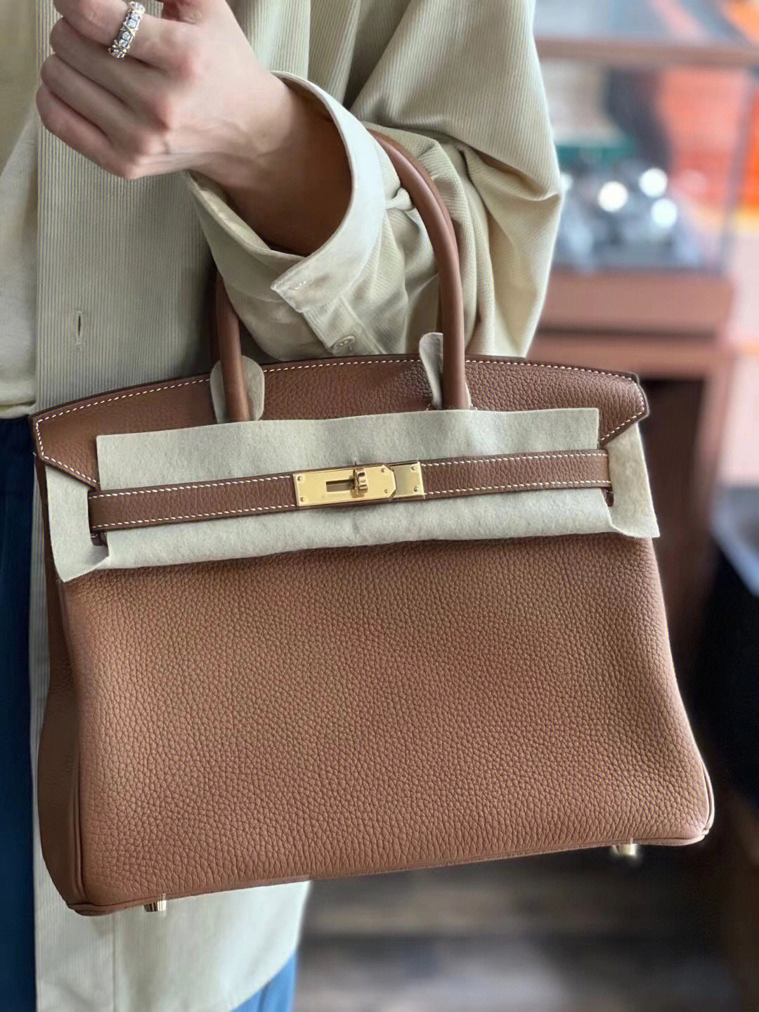 爱马仕birkin30金棕金扣上身分享好价哦