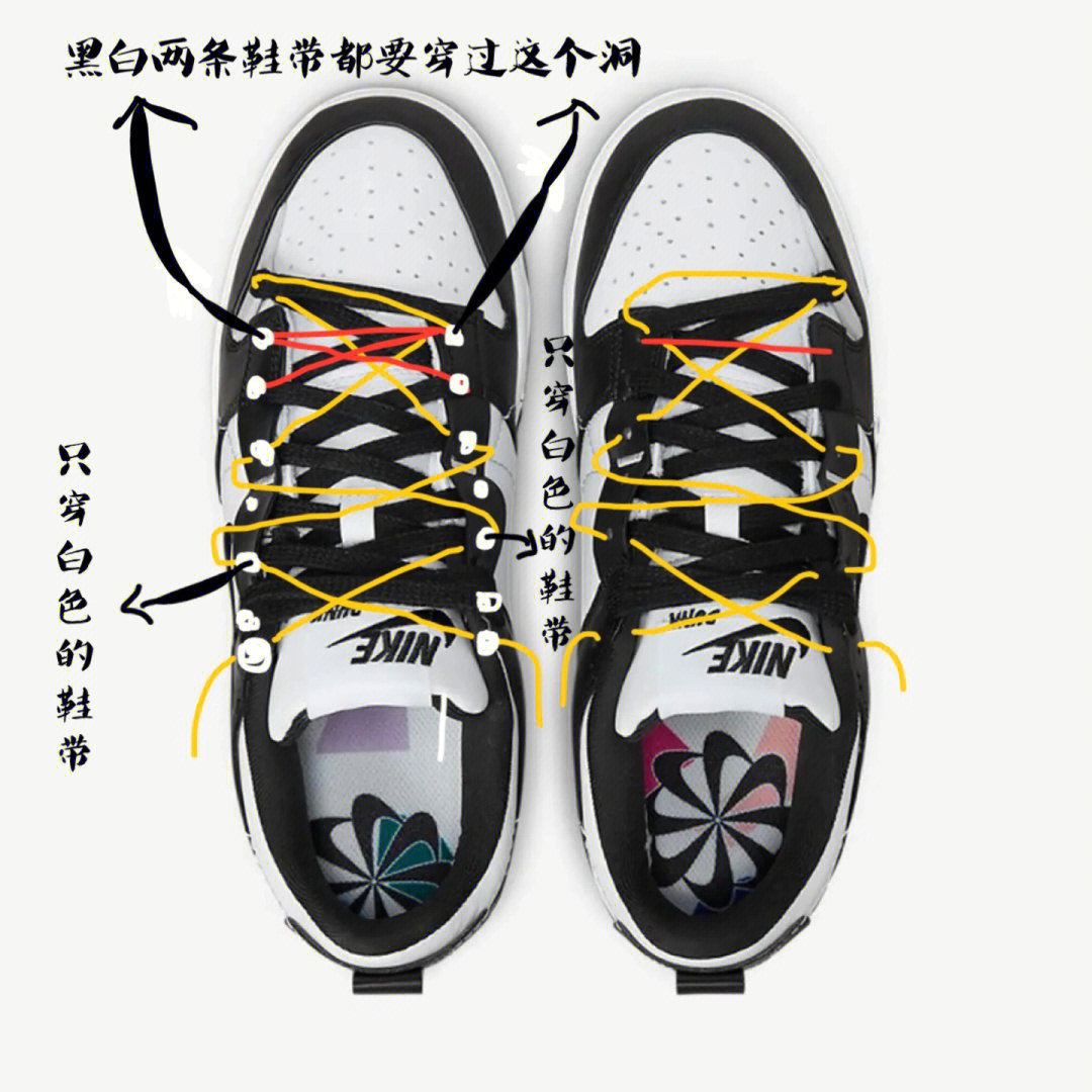 耐克熊猫鞋鞋带系法图片