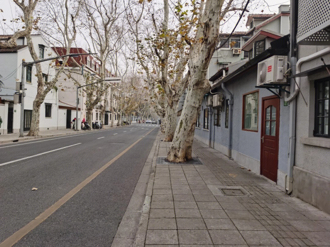 喜欢这种清爽干净的小街道,按图索骥寻找公交站,无意中走到了武康大楼