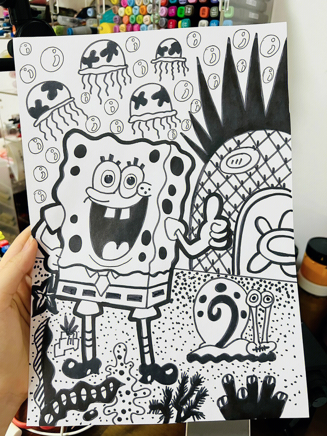 笔记灵感 学生喜欢的画面,半小时完成~简单可爱好临摹,画面黑白一