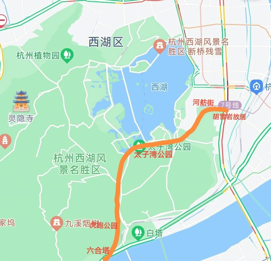 西湖公园的路线图简单图片