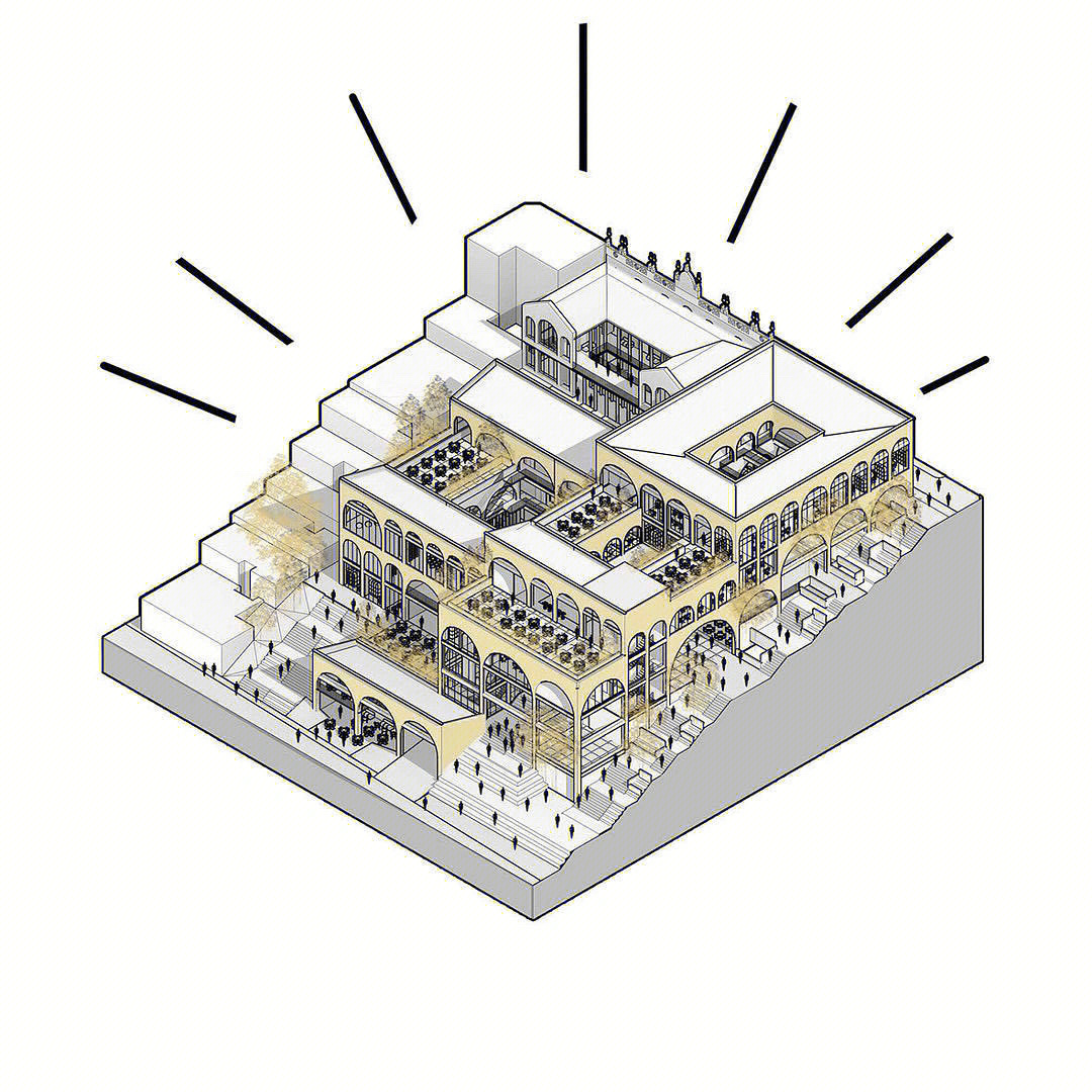 非常清晰的建筑体块分析图