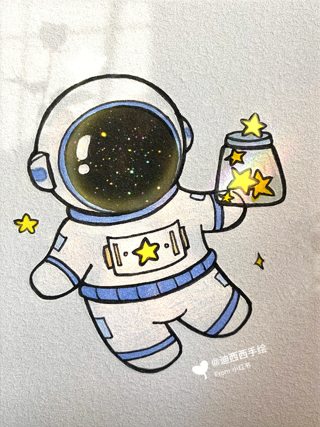 宇航员简笔画 有色图片