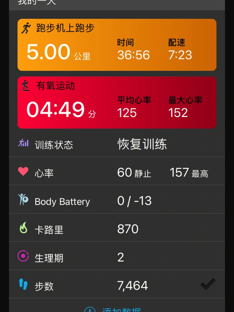 跑步机跑步5km77跳绳500