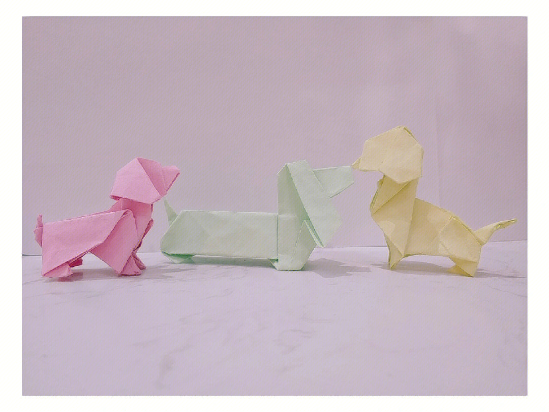 一些折纸片段三种不同折法的狗狗