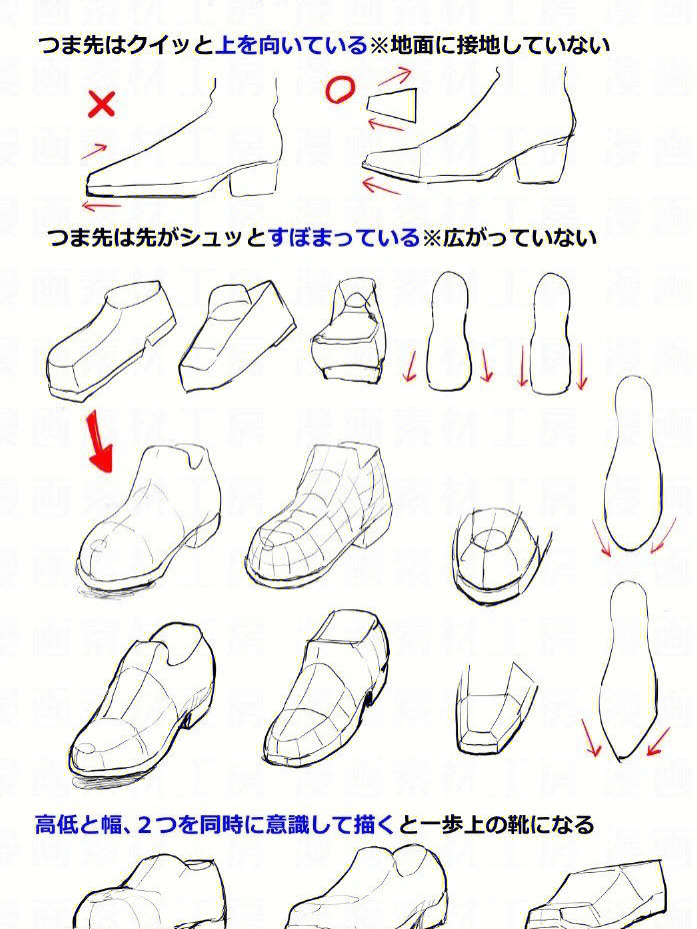 画好速写要知道鞋子和脚的各个角度透视