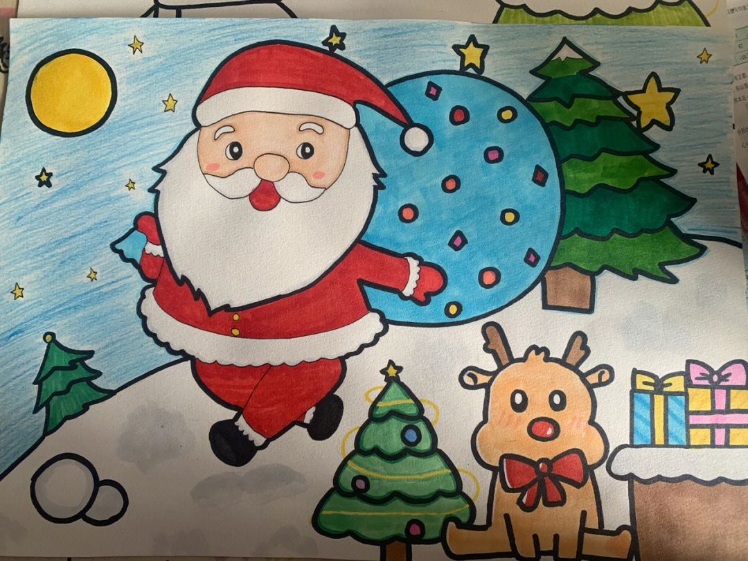 儿童学画圣诞老人图片