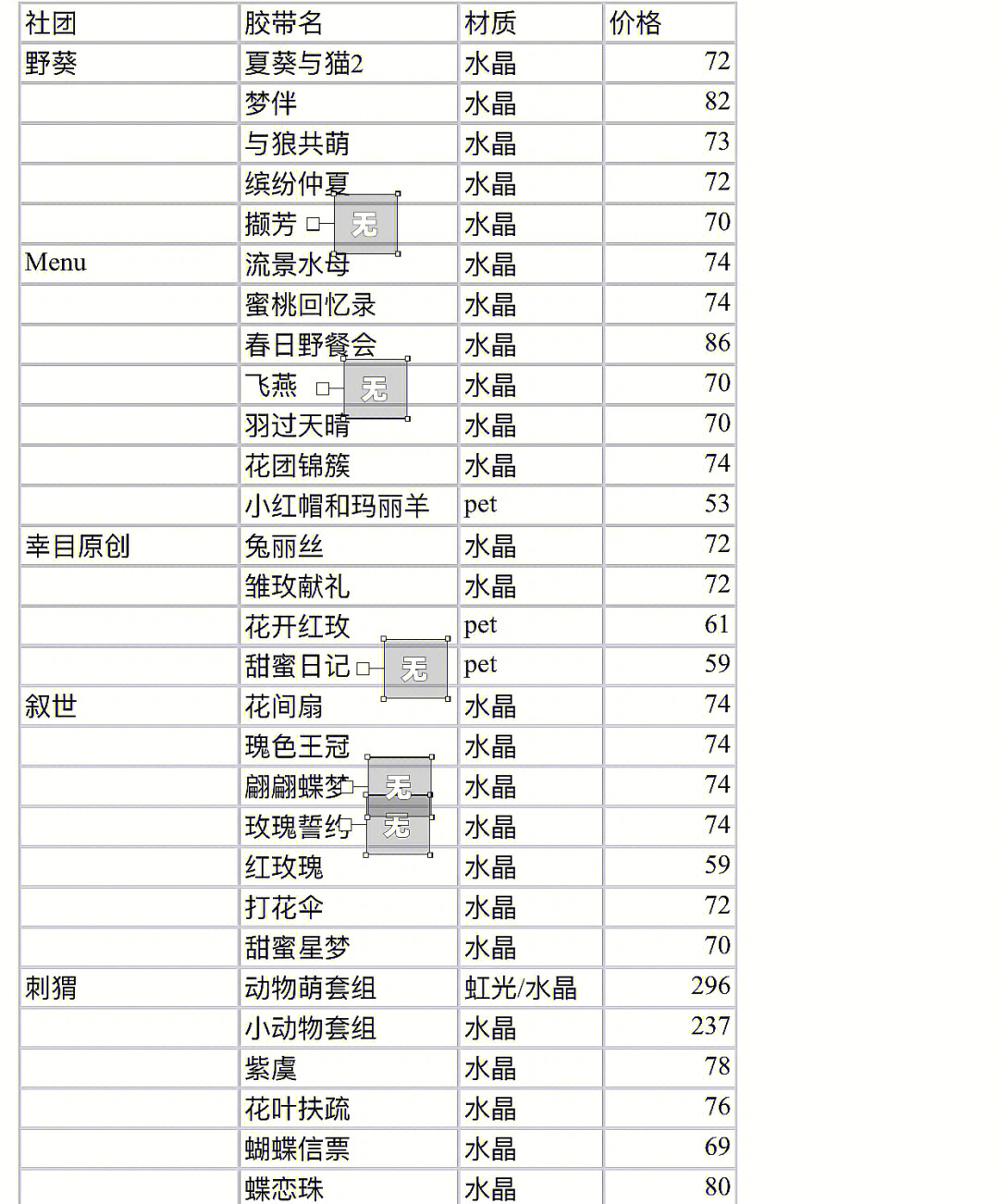 康婷化妆品价格表图片图片