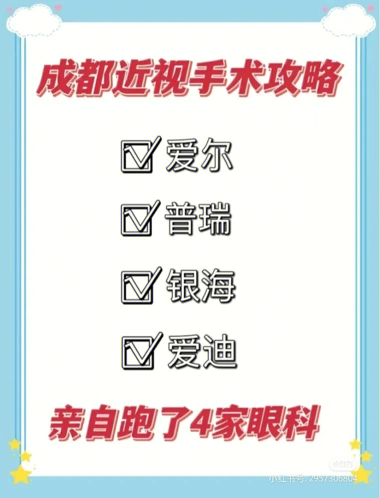 选择医院 对比了华西,爱尔等等医院,最终选择了成都爱迪眼科医院