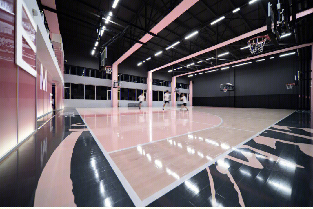 元素体育篮球馆粉与黑线性元素