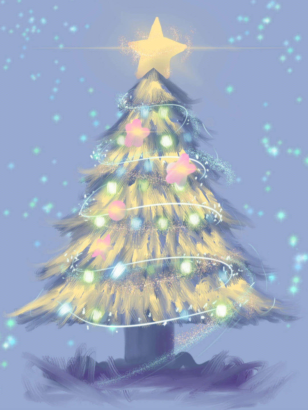 圣诞树绘画教程