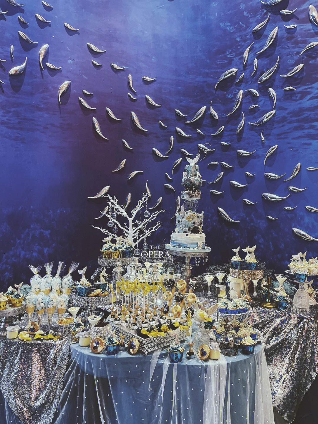 亚特兰蒂斯蓝色海洋美人鱼主题婚礼甜品台