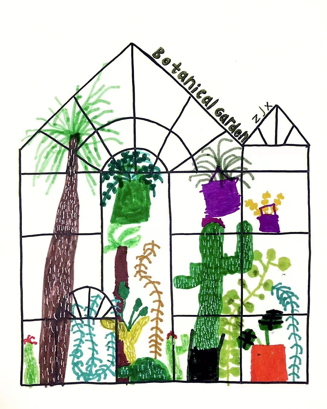 植物园儿童画 简单图片