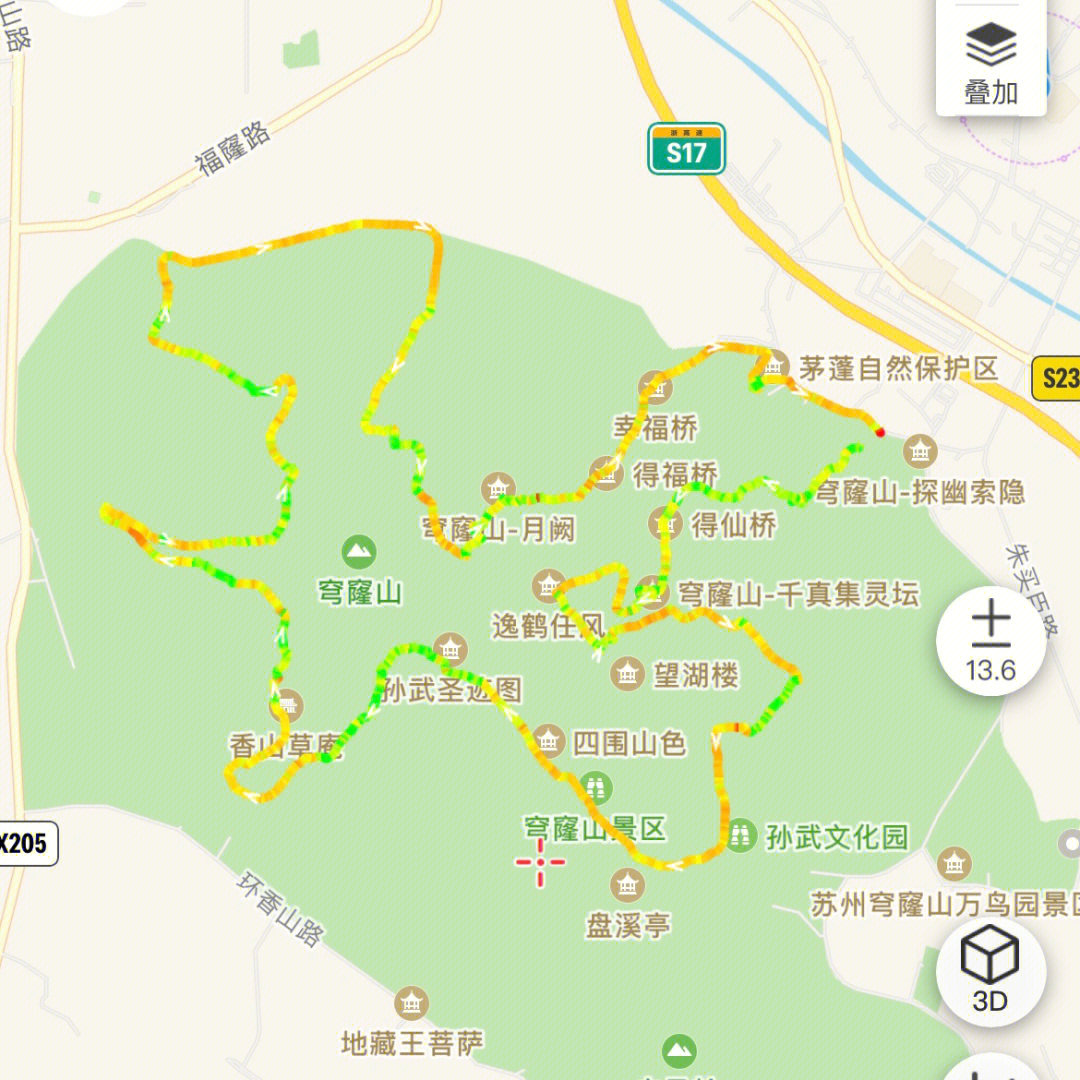 穹窿山野路徒步路线图图片