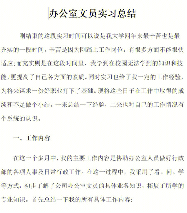 办公室文员的实习总结3000字模板范文电子版