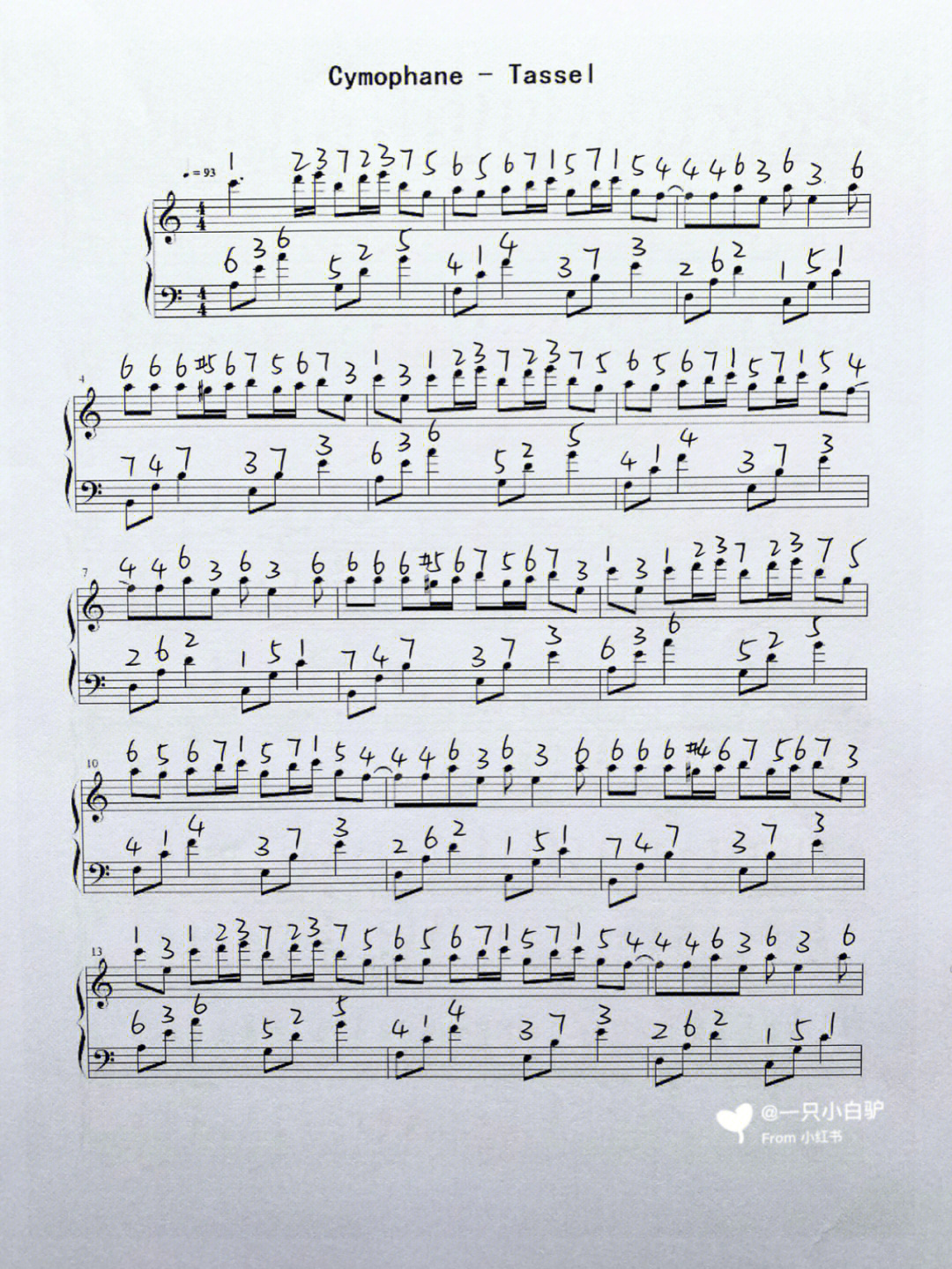 tassel钢琴曲数字简谱图片