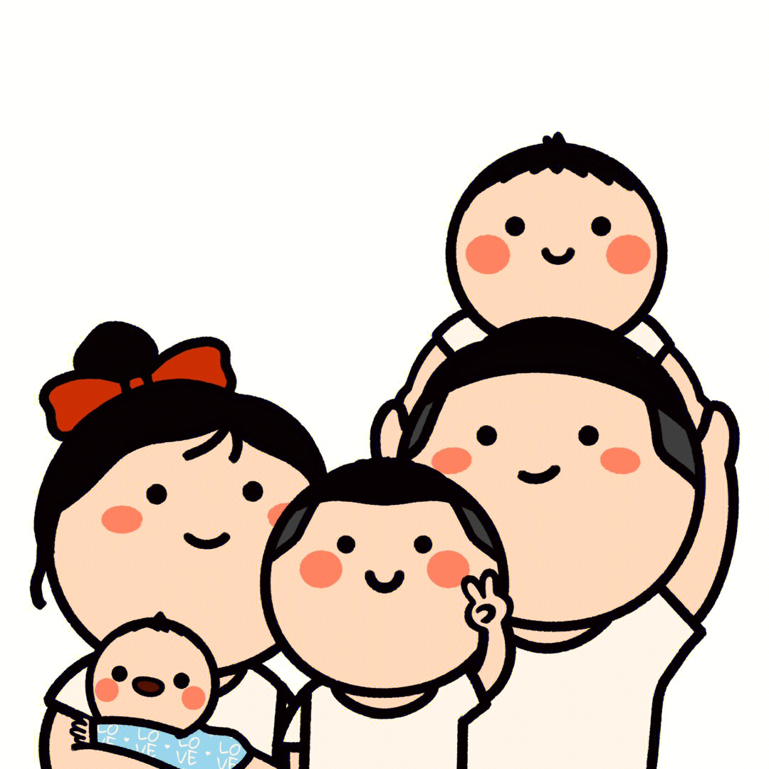 三胎家庭卡通头像图片