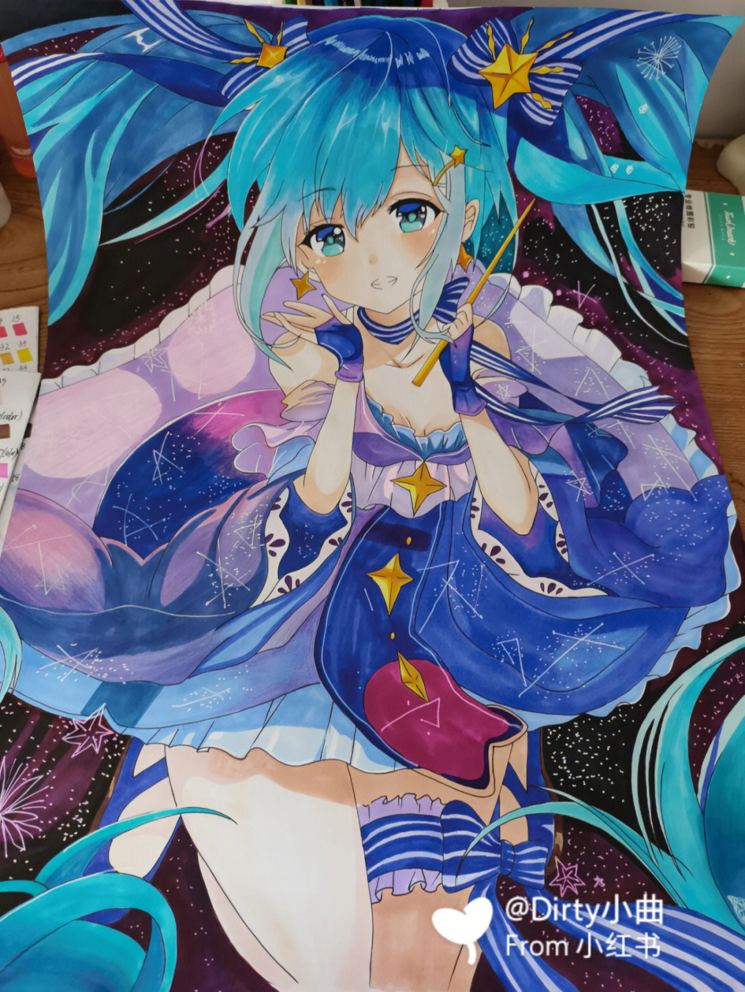 初音未来动漫手绘马克笔手绘