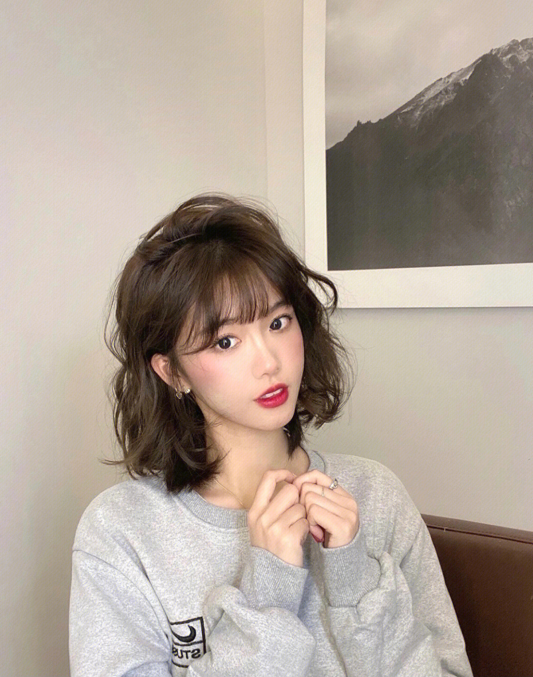 韩式烫发女中长短发图片
