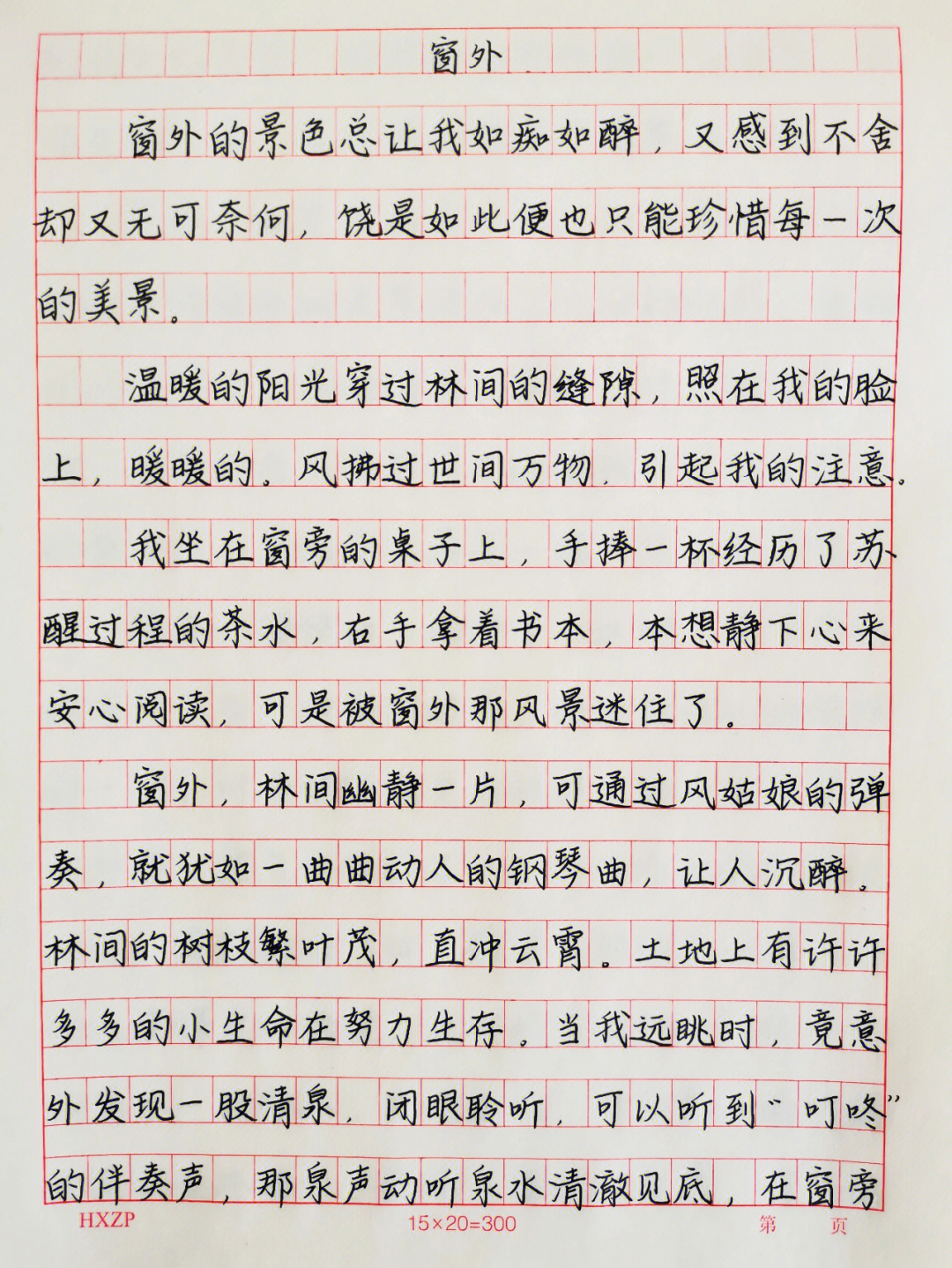 窗外每日练字满分作文