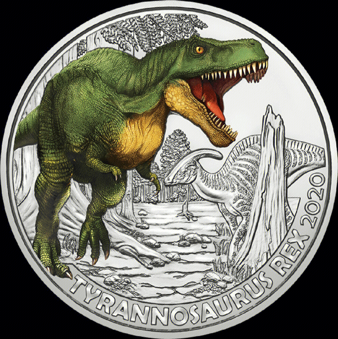 7-平衡恐爪龙2021年奥地利发行超级恐龙系列8-亚伯达戟龙#硬币收藏