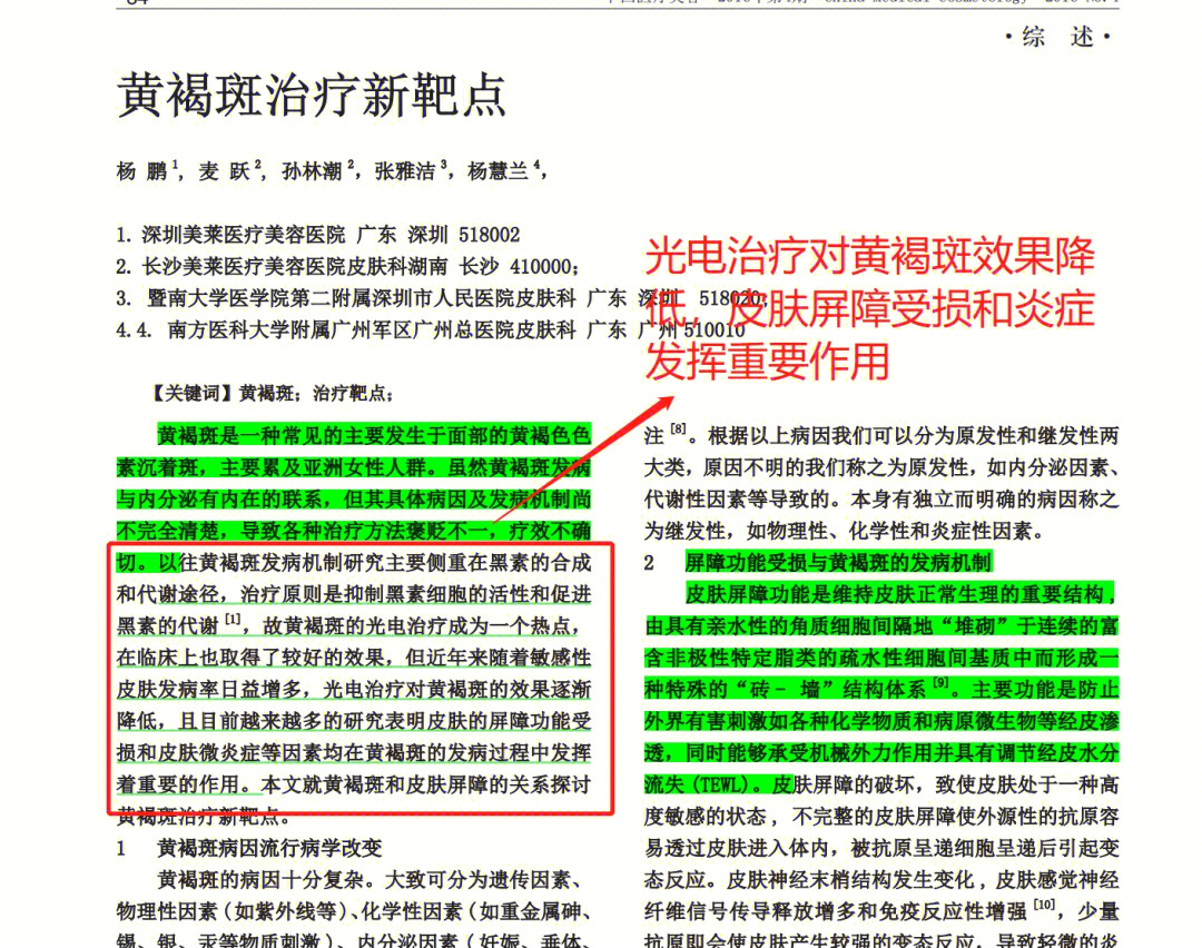 黄褐斑治疗新靶点文献黄褐斑治疗新方式