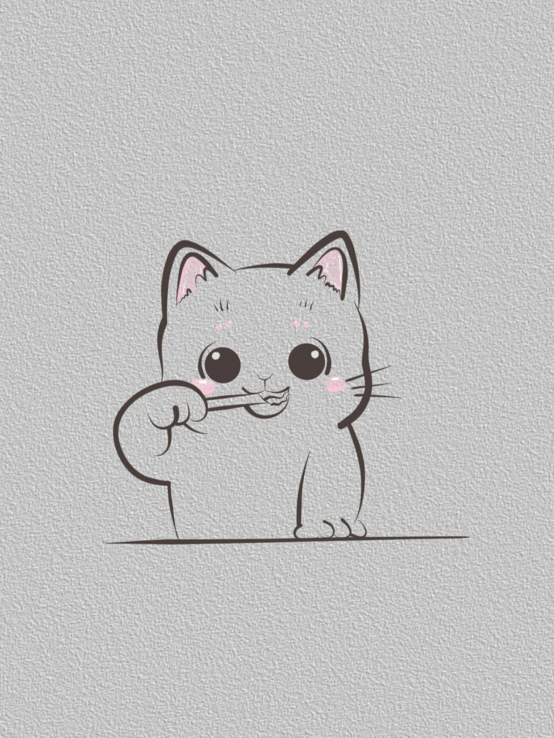 每日简笔画45刷牙猫猫