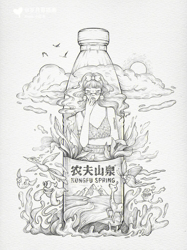 农夫山泉素描图片大全图片