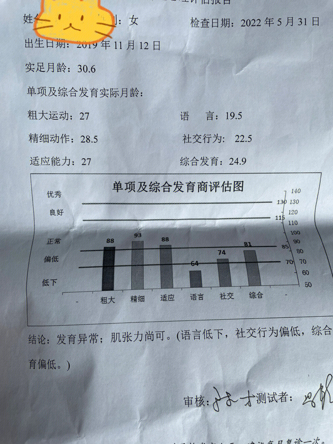 红黄蓝发育商测试表图图片